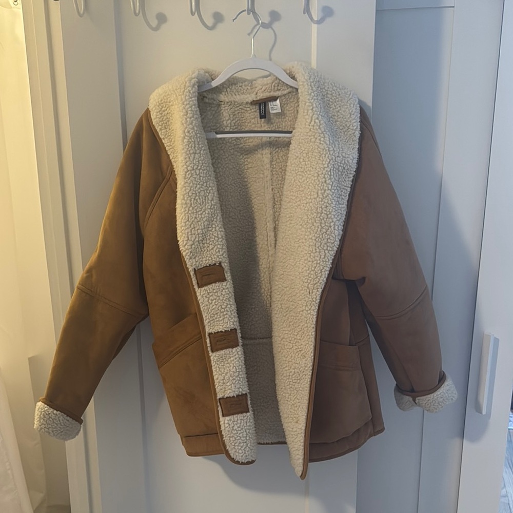 H&M faux suede shearling coat